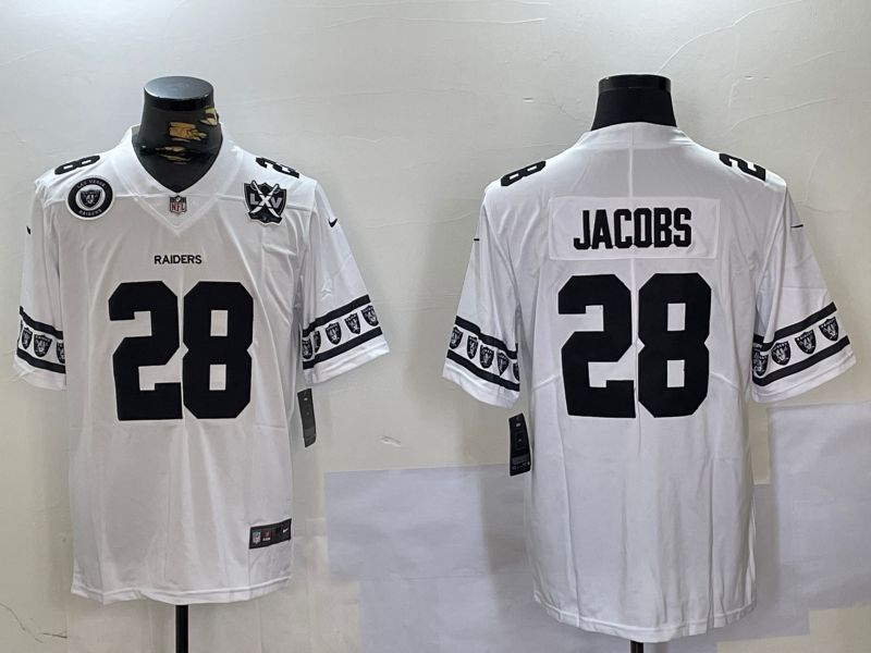 Men Oakland Raiders 28 Jacobs White 2024 Nike Vapor Limited NFL Jersey style 5